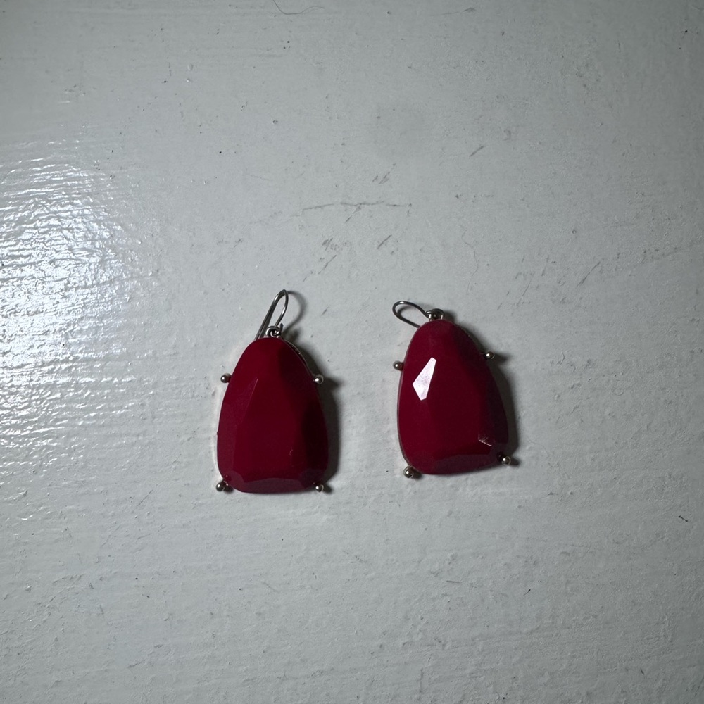 Red Geometric Chunky Teardrop Earrings